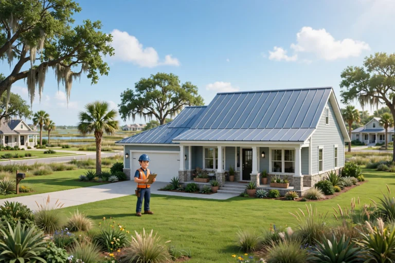 Standing seam metal roof on a Gulf Coast home in Texas City